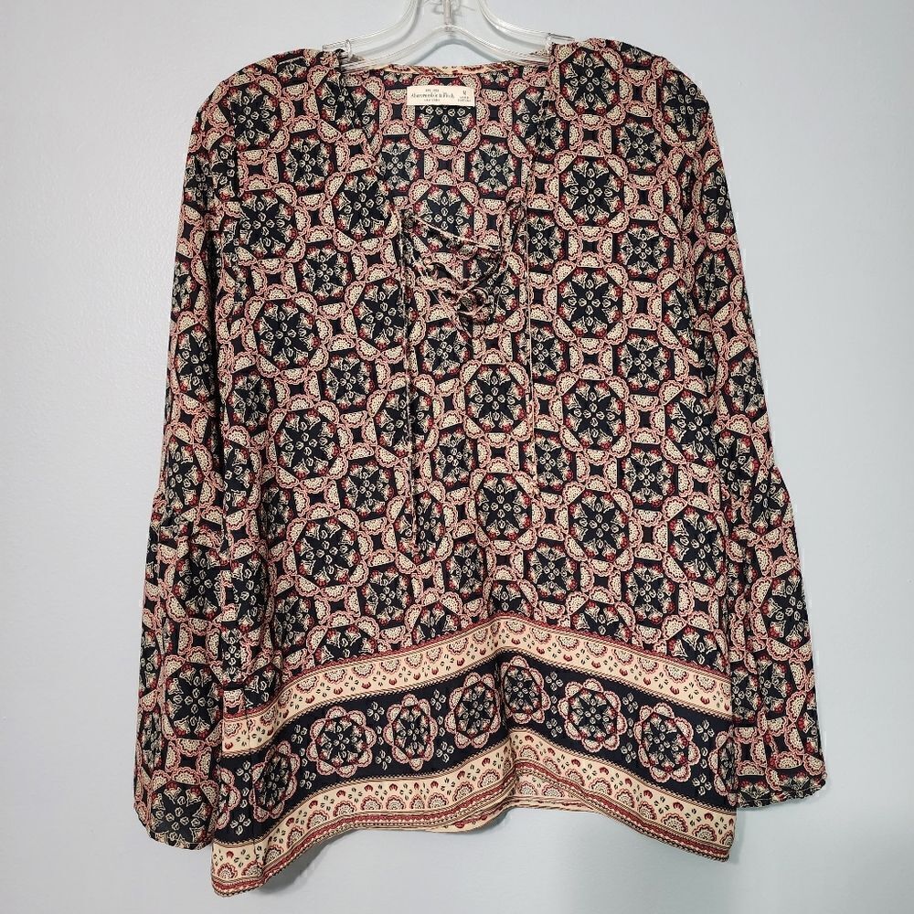 Abercrombie & Fitch V-Neck Bell Sleeve Top